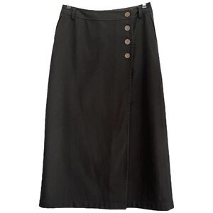 Eddie Bauer Wool Wrap Midi Skirt Size 10 Tall Blanket Stitch Academia Old Money